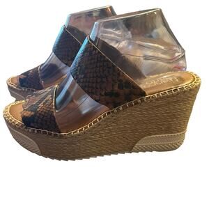 Franco Sarto Nora Espadrilles Brown Snake Print NEW Size 9